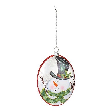 Glass Snowman Disc Ornament (set Of 12)