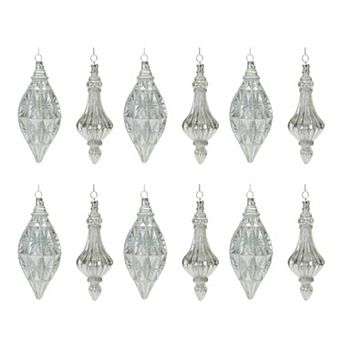 Glittered Glass Drop Ornament (Set Of 12)