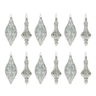 Glittered Glass Drop Ornament (Set Of 12)