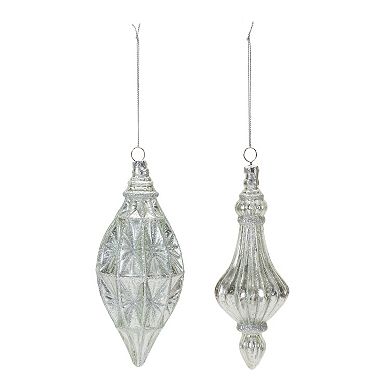 Glittered Glass Drop Ornament (Set Of 12)