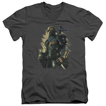 Batman Arkham Origins Deathstroke Short Sleeve Adult V Neck T-shirt