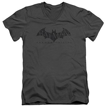 Batman Arkham Origins Crackle Logo Short Sleeve Adult V Neck T-shirt