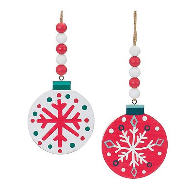Wood Beaded Snowflake Ornament (set Of 12)