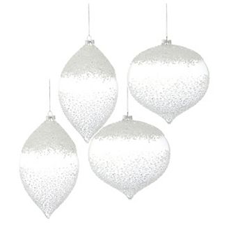White Beaded Glass Ornament (Set Of 4)