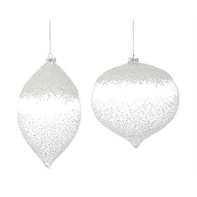White Beaded Glass Ornament (Set Of 4)