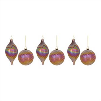 Irredescent Glass Swirl Ornament (set Of 6)