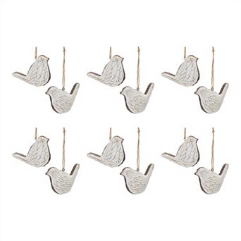 Carved Bird Ornament (set Of 12)