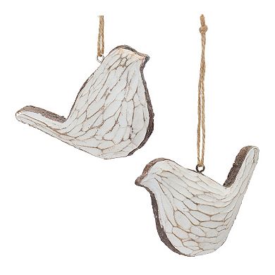 Carved Bird Ornament (set Of 12)