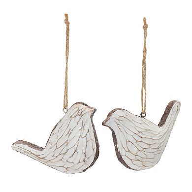Carved Bird Ornament (set Of 12)