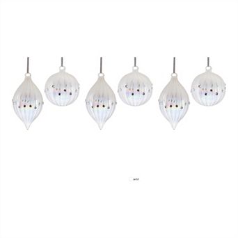 Irredescent Jeweled Glass Ornament (Set Of 6)