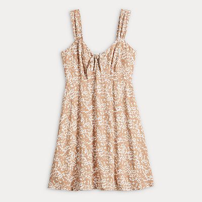 Juniors' Love, Fire Printed Tie Front Mini Skater Dress