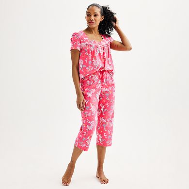Women's Croft & Barrow® Short Sleeve Pajama Top & Pajama Pants Sleep Set