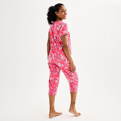 Women's Croft & Barrow® Short Sleeve Pajama Top & Pajama Pants Sleep Set