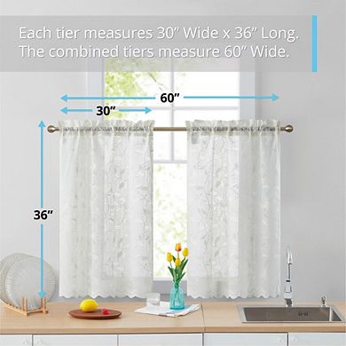 Thd Jayce Lace Sheer Kitchen Cafe Curtain Tiers - Set Of 2