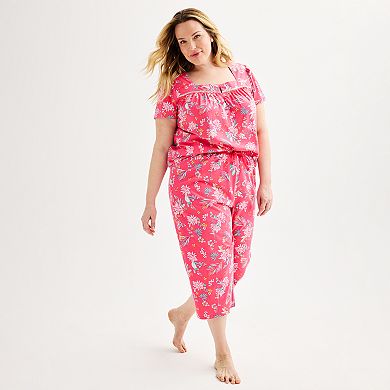 Plus Size Croft & Barrow® Short Sleeve Pajama Top & Pajama Pants Sleep Set