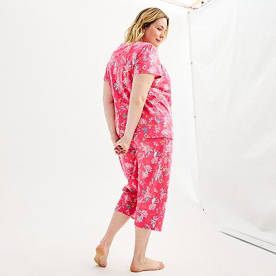 Plus Size Croft & Barrow® Short Sleeve Pajama Top & Pajama Pants Sleep Set