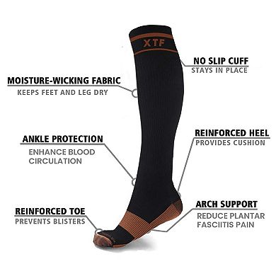 Unisex Copper-infused Knee High-energy Compression Socks - 6 Pair