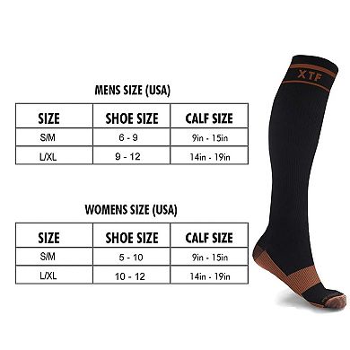 Unisex Copper-infused Knee High-energy Compression Socks - 6 Pair