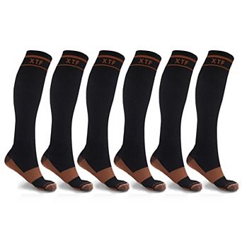 Unisex Copper-infused Knee High-energy Compression Socks - 6 Pair