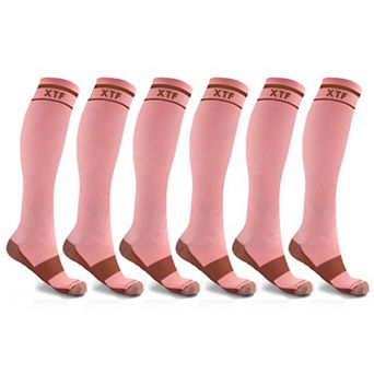 Unisex Copper-infused Knee High-energy Compression Socks - 6 Pair