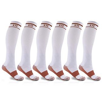 Unisex Copper-infused Knee High-energy Compression Socks - 6 Pair