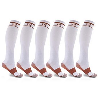 Unisex Copper-infused Knee High-energy Compression Socks - 6 Pair