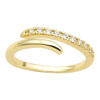 City Luxe Gold Tone Clear Cubic Zirconia Pave Open Wrap Ring