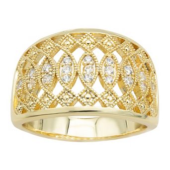 City Luxe Gold Tone Cubic Zirconia Pave Open Work Ring