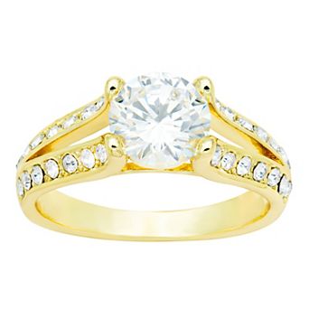 City Luxe Gold Tone Cubic Zirconia Split Shank Engagement Ring