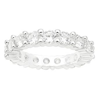 City Luxe Silver Tone Cubic Zirconia Eternity Band Ring