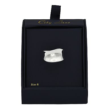 City Luxe Silver Tone Wide Wavy Ring