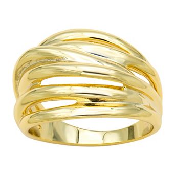 City Luxe Gold Tone Polished Multi Band Chunky Ring