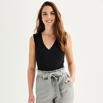 Juniors' SO® Crepe Sleeveless V-Neck Bodysuit