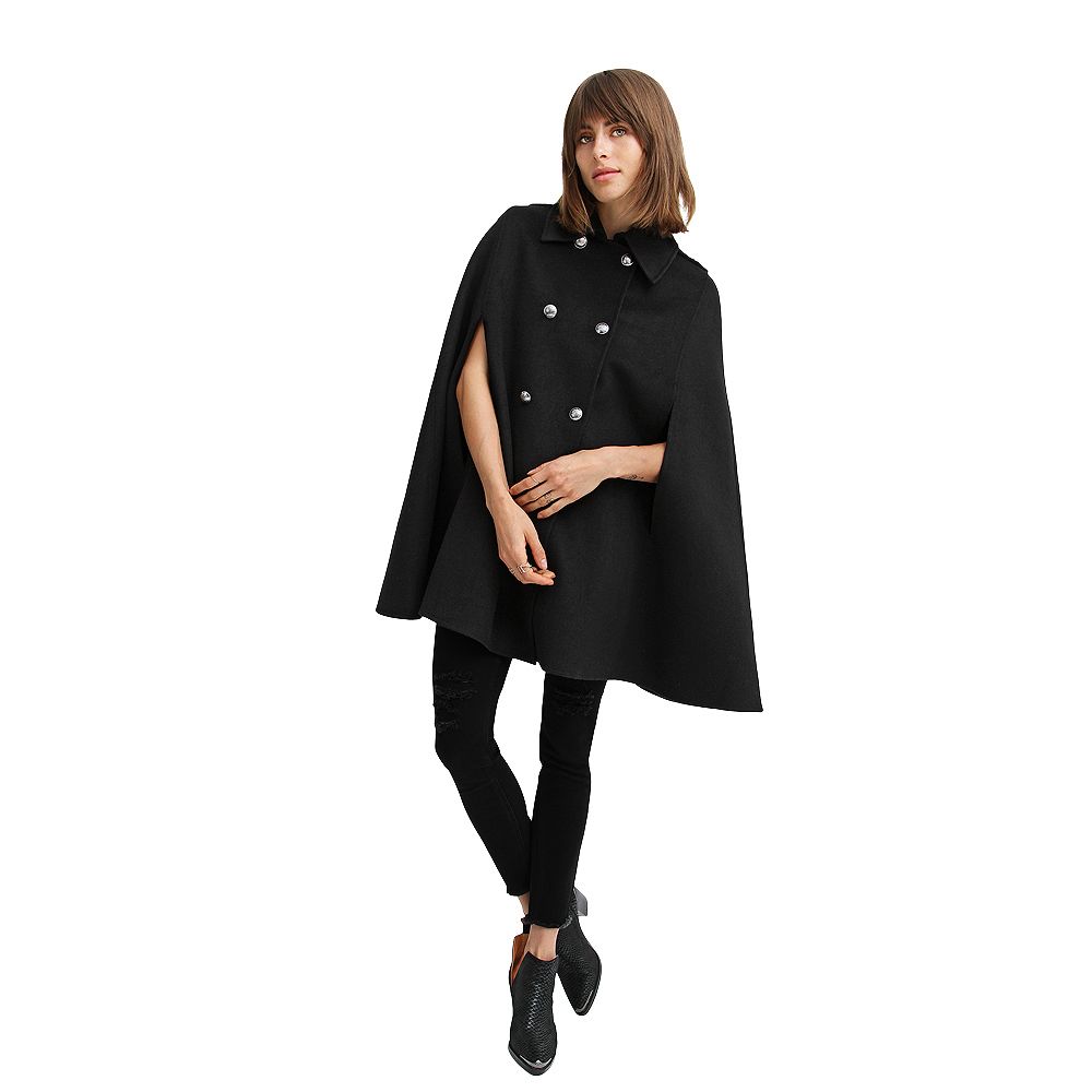 ella_selectshop＊dot wool boa cape Black Houndstooth Wool Cape – ALBANA New York