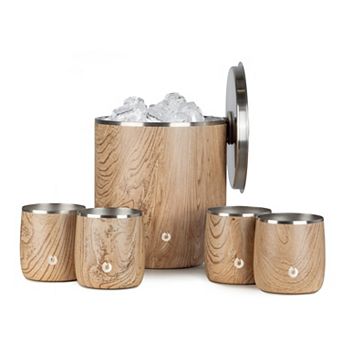 Premium Insulated Stainless Steel Ice Bucket And Rocks Glass Set