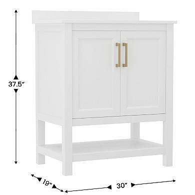 Merrick Lane Vigo Bathroom Vanity with Undermount Sink and Open Storage Shelf