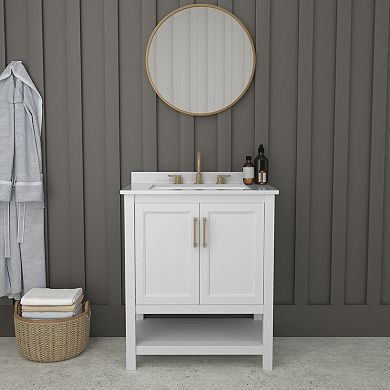 Merrick Lane Vigo Bathroom Vanity with Undermount Sink and Open Storage Shelf