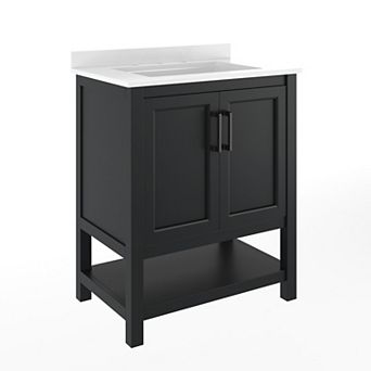 Merrick Lane Bathroom Vanity with Undermount Sink and Open Storage Shelf