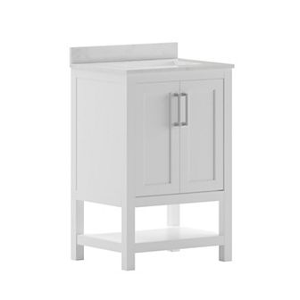 Merrick Lane Bathroom Vanity with Undermount Sink and Open Storage Shelf