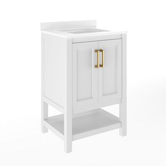 Merrick Lane Bathroom Vanity with Undermount Sink and Open Storage Shelf