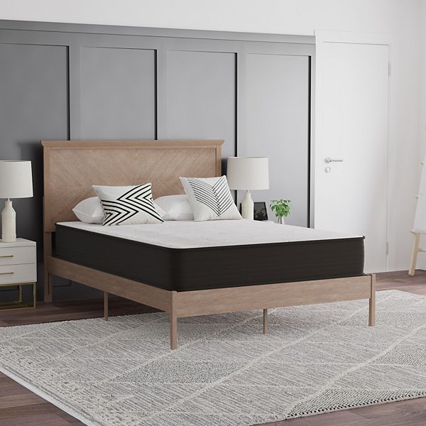 Emma and Oliver Drift 10" Hybrid Foam and Pocket Spring Mattress, Mattress in a Box - Whitegray (FULL)