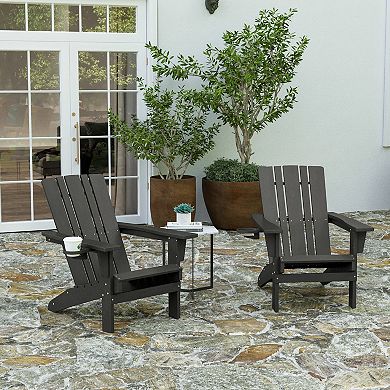 Merrick Lane Set of 2 All-Weather Adirondack Chairs with Cupholders