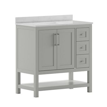 Merrick Lane Vigo Bathroom Vanity with Sink, Open Storage, and Storage Drawers