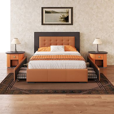 Merax Modern Style Upholstered Queen Platform Bed