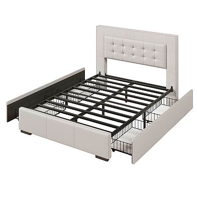 Merax Modern Style Upholstered Queen Platform Bed