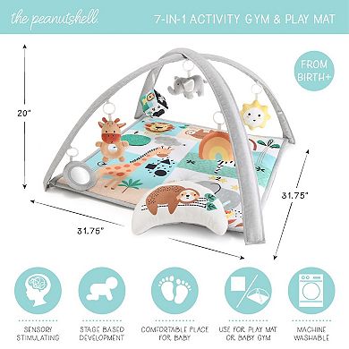 The Peanutshell 7 In 1 Baby Play Gym And Tummy Time Mat, Safari 123