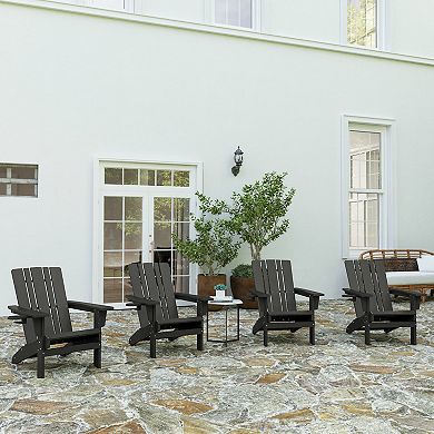 Merrick Lane Set of 4 All-Weather Adirondack Chairs with Cupholders