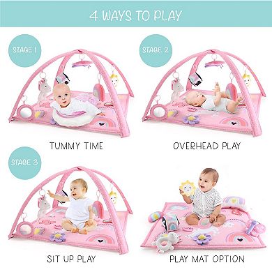 The Peanutshell 7 In 1 Baby Play Gym And Tummy Time Mat, Rainbow Paradise