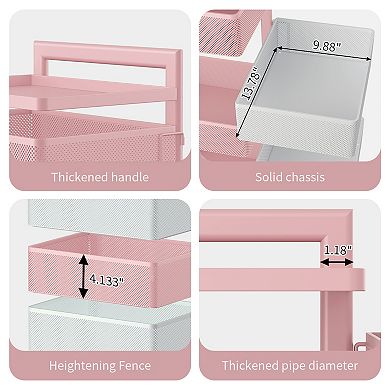 Rotating Kitchen Storage Rack With Handle, Fruit Vegetable Storage Shelf, Rolling Storage Cart