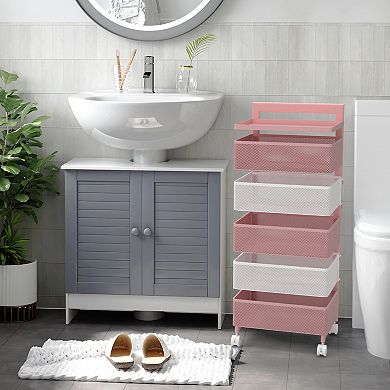 Rotating Kitchen Storage Rack With Handle, Fruit Vegetable Storage Shelf, Rolling Storage Cart